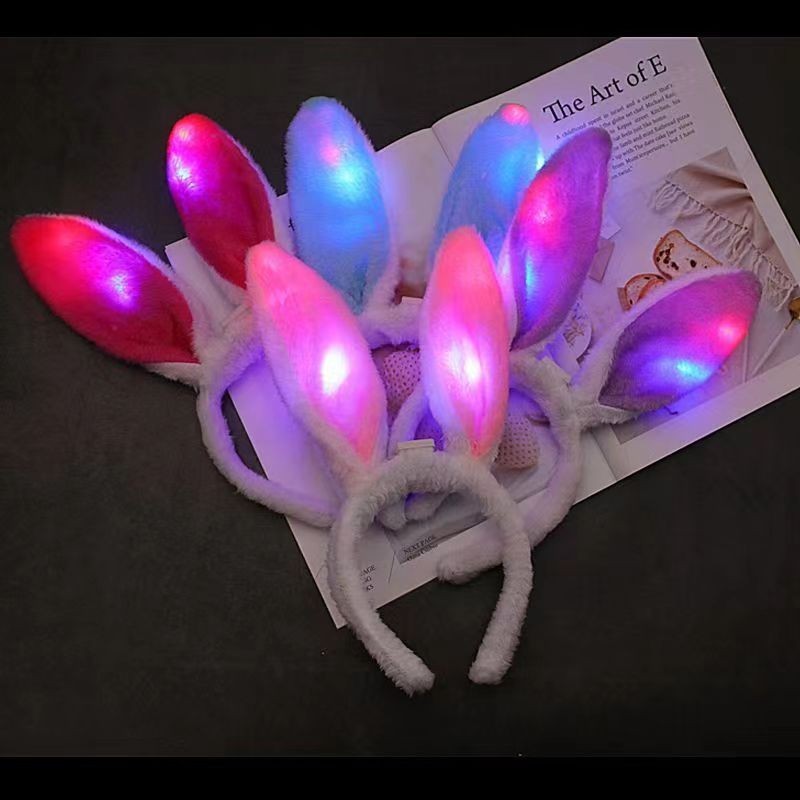 Plush glowing rabbit ears, flashing rabbit ears headband, concert, evening party, scenic area toy manufacturer wholesale pic 3