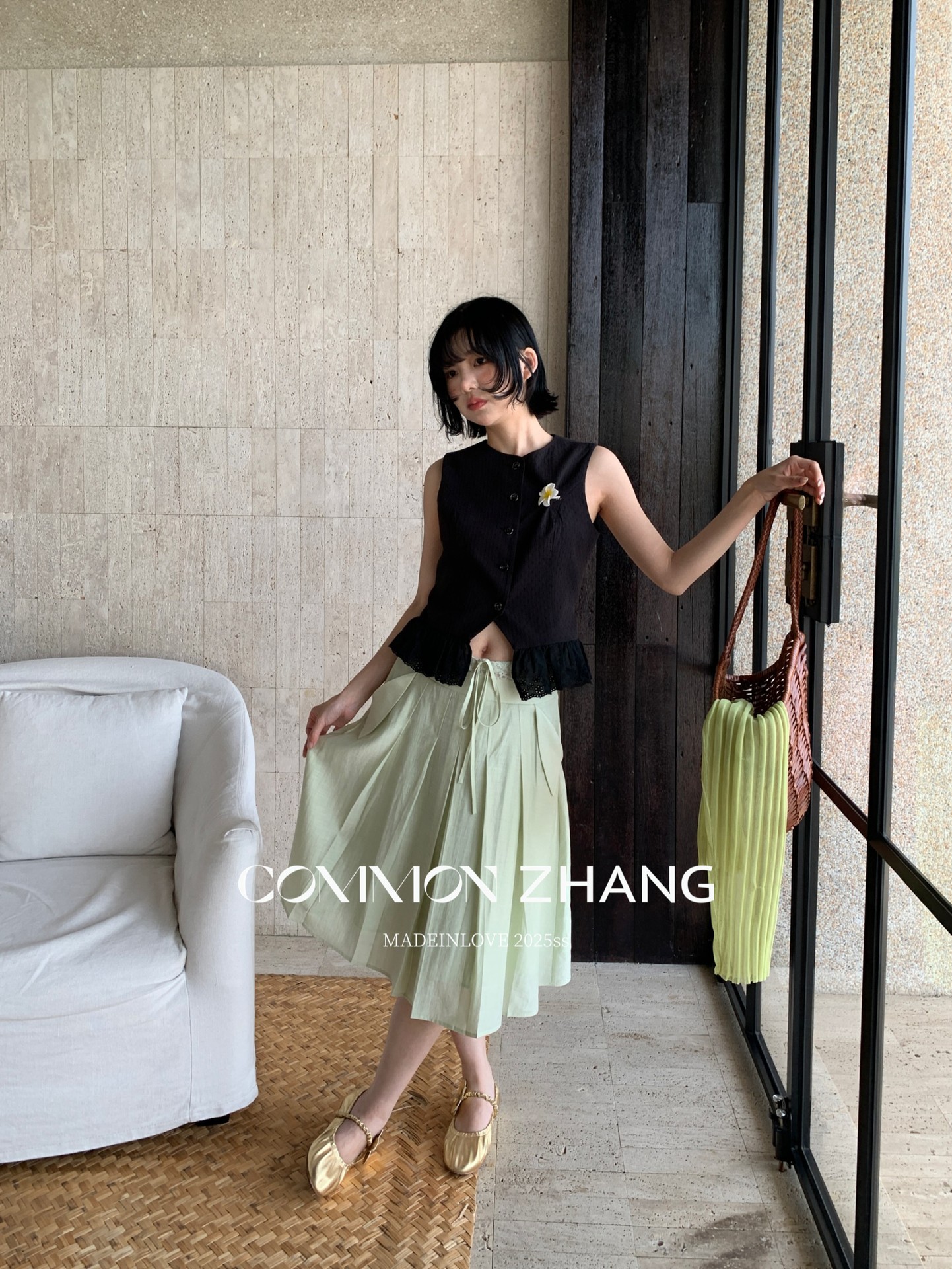 CZ ZHANG Summer French lace-up waist Tencel solid color low-waist A-line pleated skirt B22859 pic 30