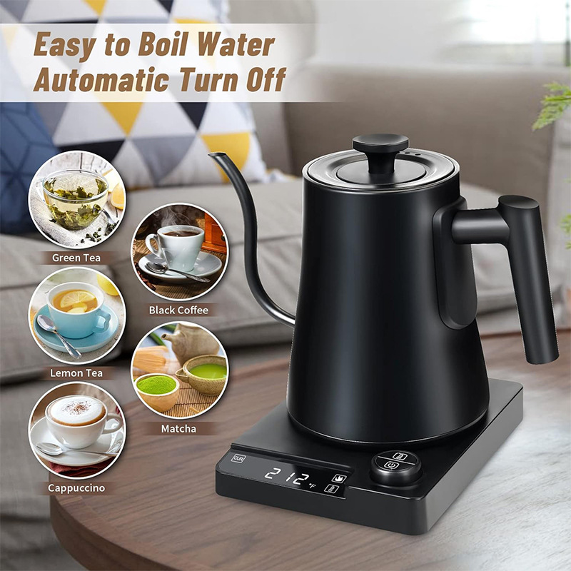 Gooseneck Kettle crossover e-commerce 2025 smart thermostat boca fina hervidor eléctrico cafetera tetera de cuello de cisne pic 7