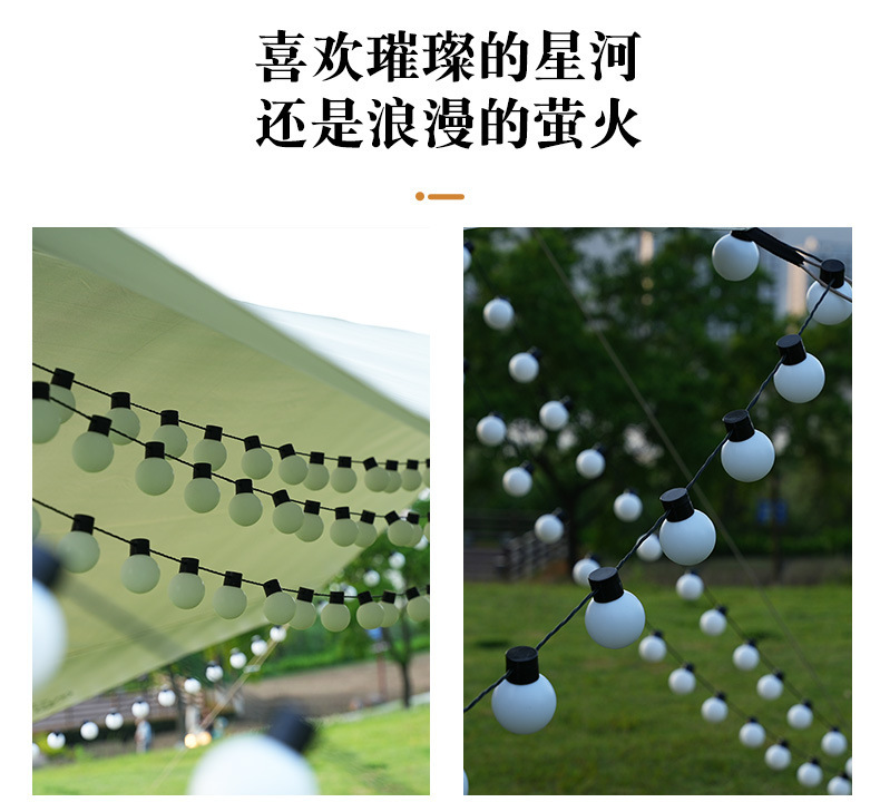 露营装饰灯串婚庆派对布置球泡灯户外防水庭院帐篷天幕圆球LED灯详情9