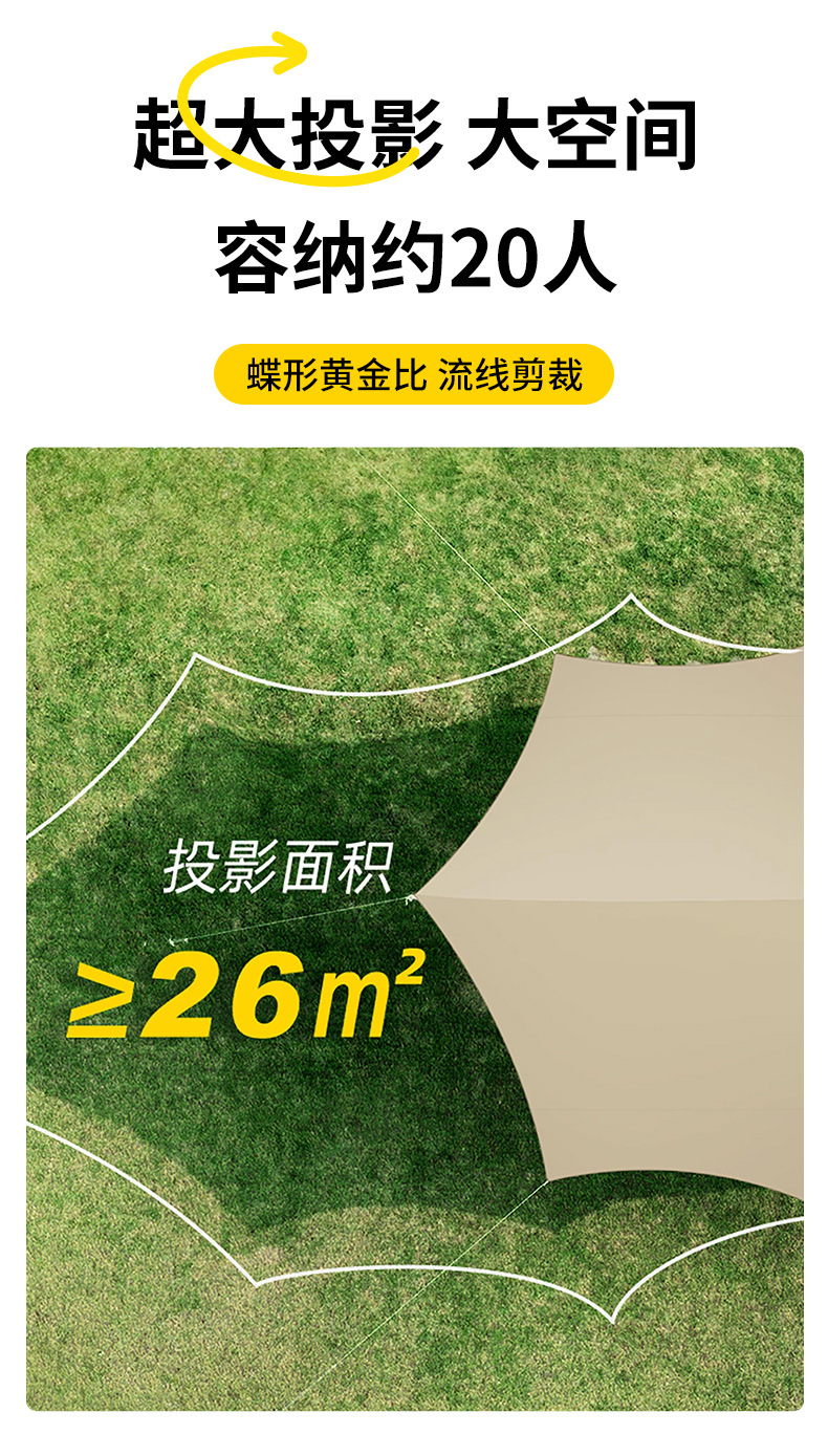 Outdoor camping sun protection black rubber canopy portable thickened silver rubber camping sunshade and rainproof tent pic 7