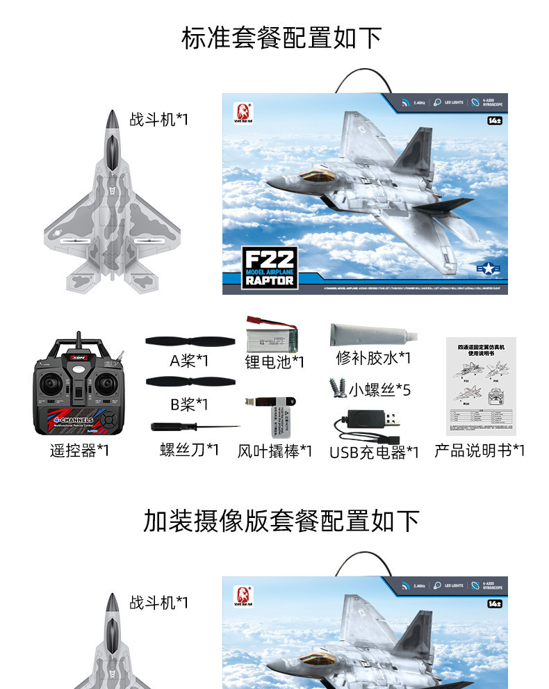 Cross-border BM22 channel Large F22 fighter jet fixed-wing foam remote control aircraft glider pic 21