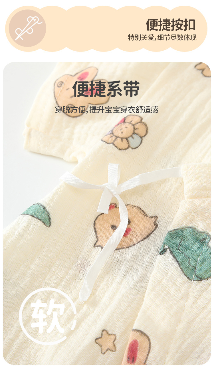 Summer thin short-sleeved one-piece baby clothes, summer gauze pure cotton baby clothes, newborn crawling clothes, summer clothing pic 22
