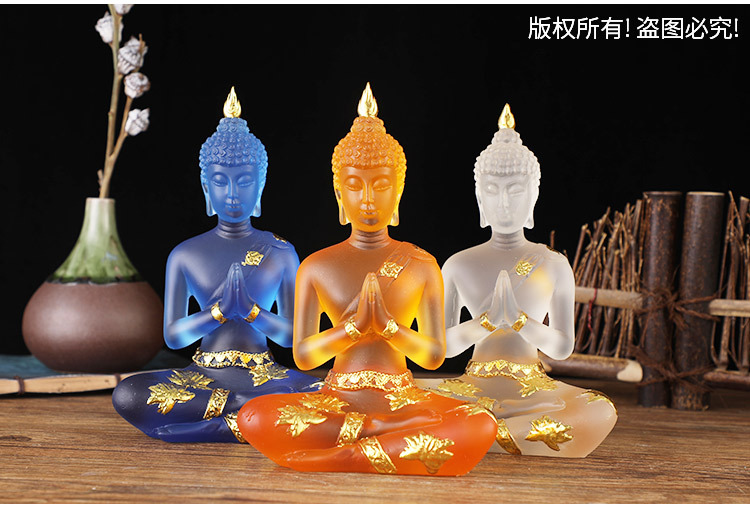 水琉璃佛像合手坐佛跨境热销禅意居家饰工艺品泰式印度佛树脂摆件详情27