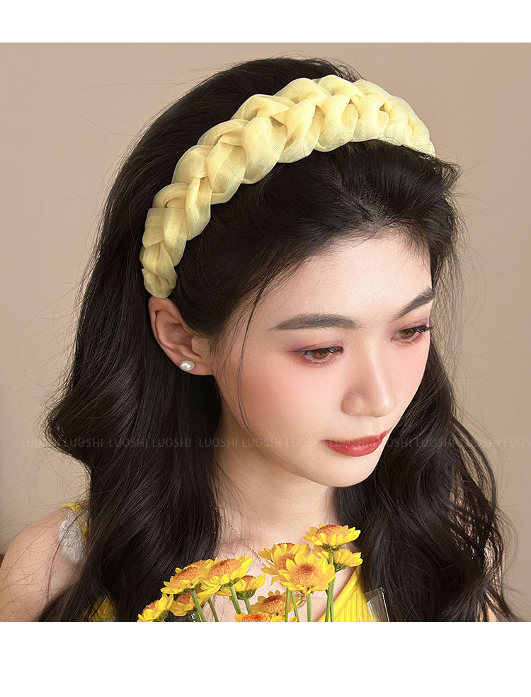 High top yellow hairband for women washing their faces and going out, a versatile sponge headband, wide-brimmed headwear, and a new hairpin for pressing hair pic 7