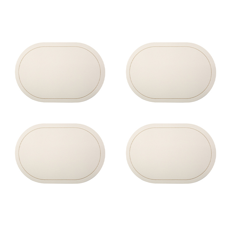 Elliptical Napa pattern leather placemats are waterproof, oil-proof and heat-insulating. They are suitable for hotels, restaurants and home use as light luxury table MATS pic 9