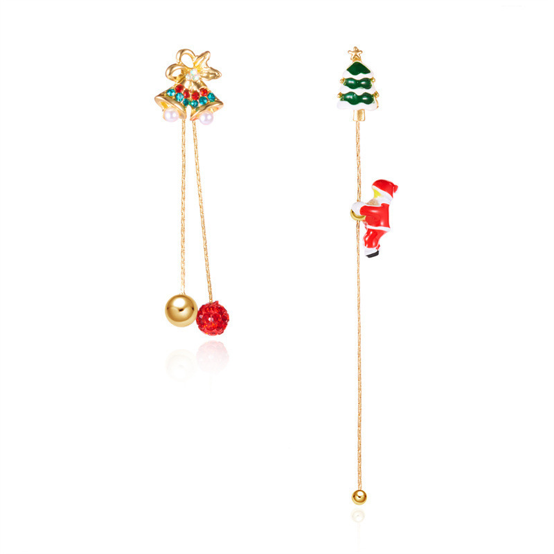 欧美跨境新款圣诞节耳环创意百搭会爬的圣诞老人不对称耳环女批发详情37