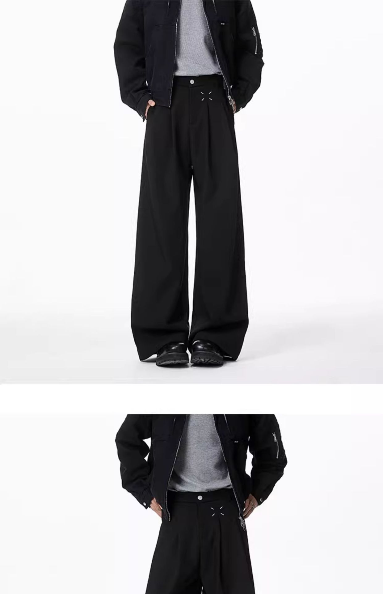 Americano cleanfit negro pantalones hombre primavera otoño recto holgada sensación casual premium sensación pantalones de pierna ancha hombre pic 5