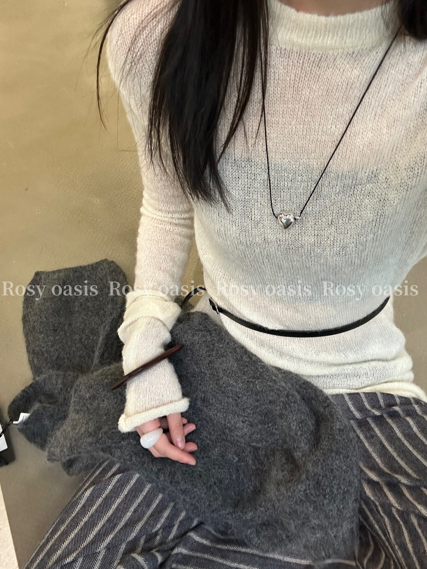 超薄羊毛修身打底衫~2024新款安静灰秋冬百搭混纺显瘦毛衣女5S20详情15