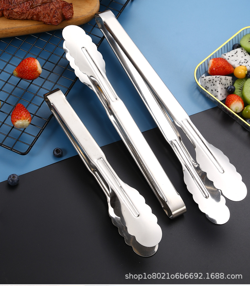 不锈钢食品夹子家用食物夹厨房餐厅烘焙面包夹多功能烤肉夹牛排夹详情15