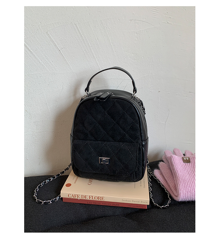 时尚小香风菱格链条女包新款绒面双肩包小众百搭手提包儒雅休闲包详情30