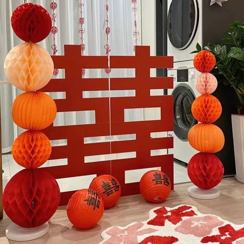 结婚红色喜字灯笼中式婚礼树挂摆件新娘拍照道具布置装饰挂件批发详情2
