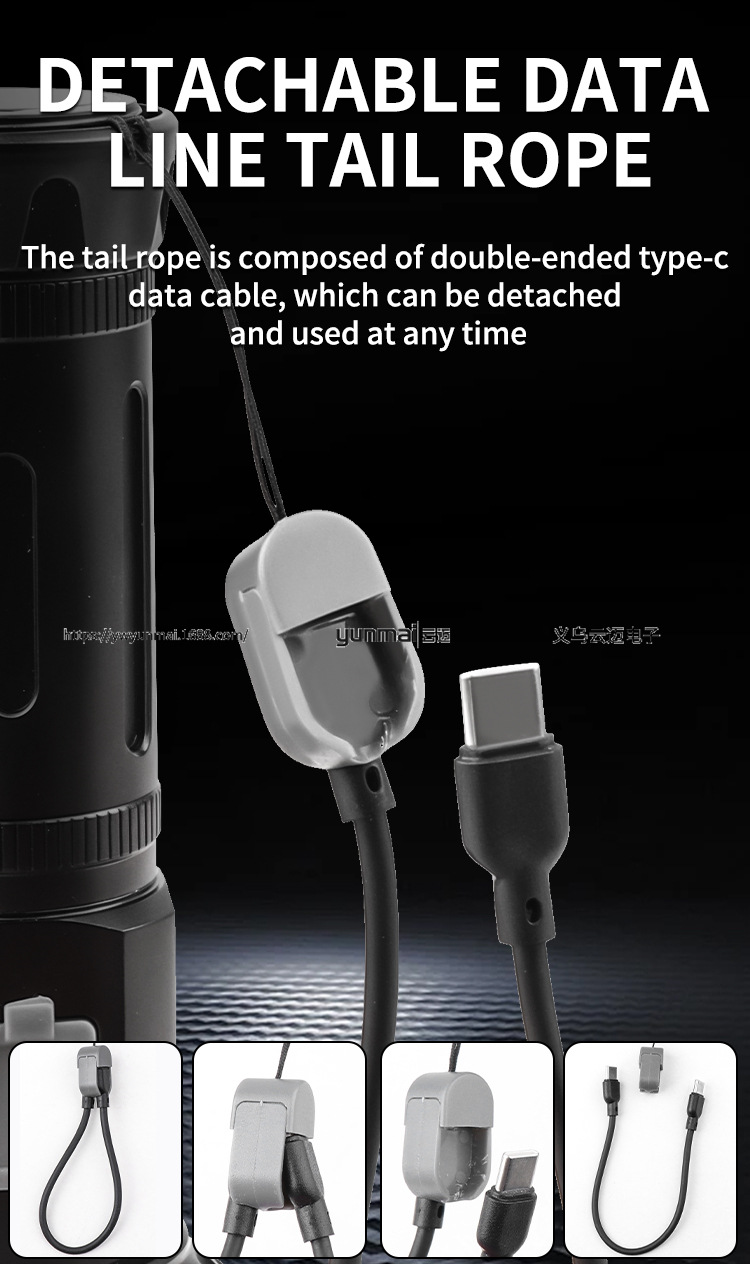 亚马逊新品LED白激光双面COB多色温手电筒带数字电量显示强光手握式照明工具详情29