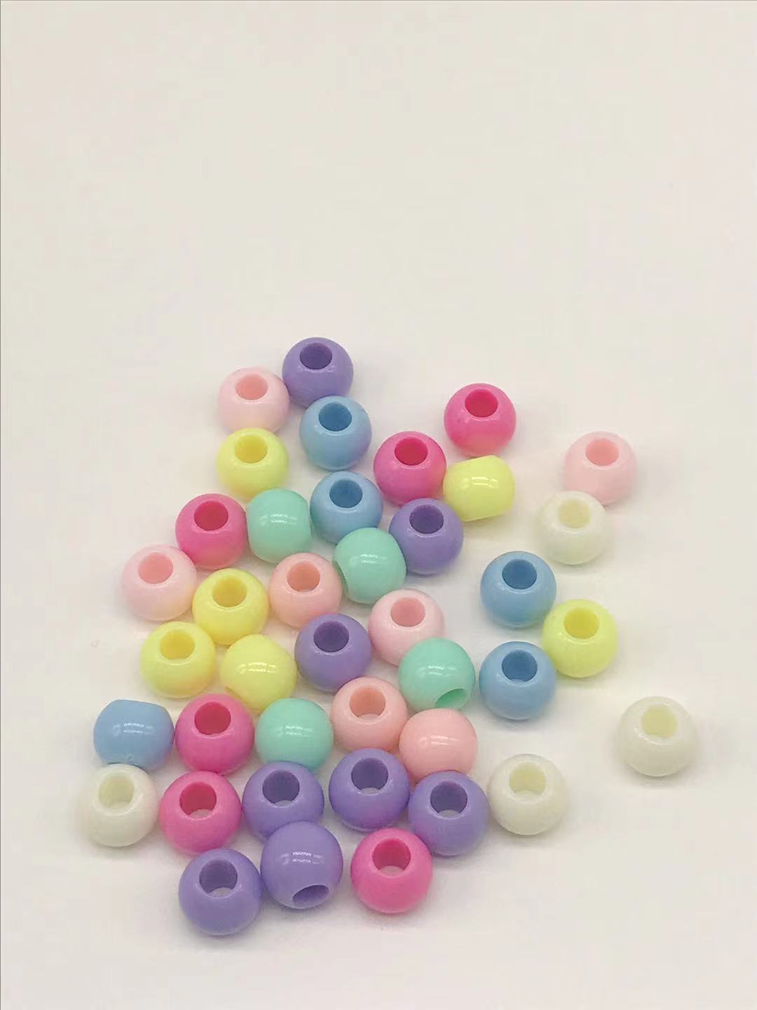 Large-hole round beads solid color spring color 10mm acrylic beads for children DIY handcrafted bead material, hole diameter 4.4mm pic 2