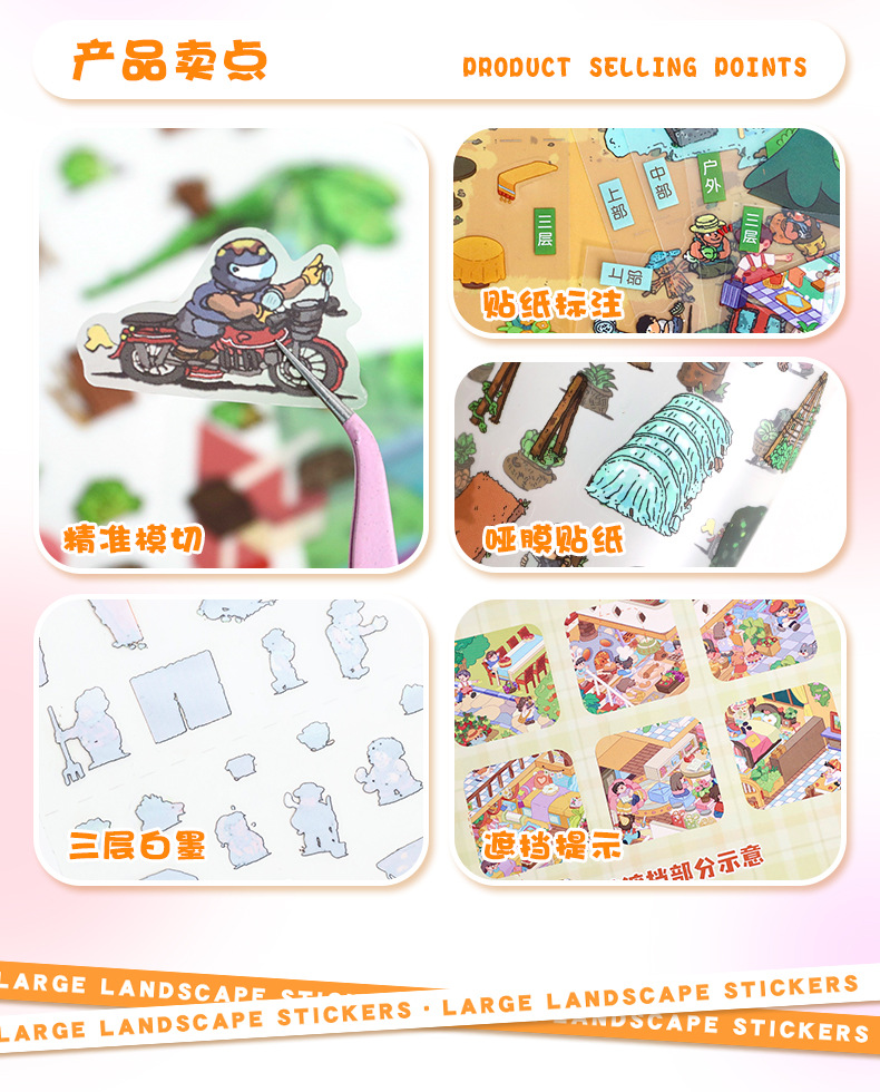 82.0艺蓝造景贴纸加大号逛菜园场景贴纸3D立体微缩场景贴纸手帐贴详情2