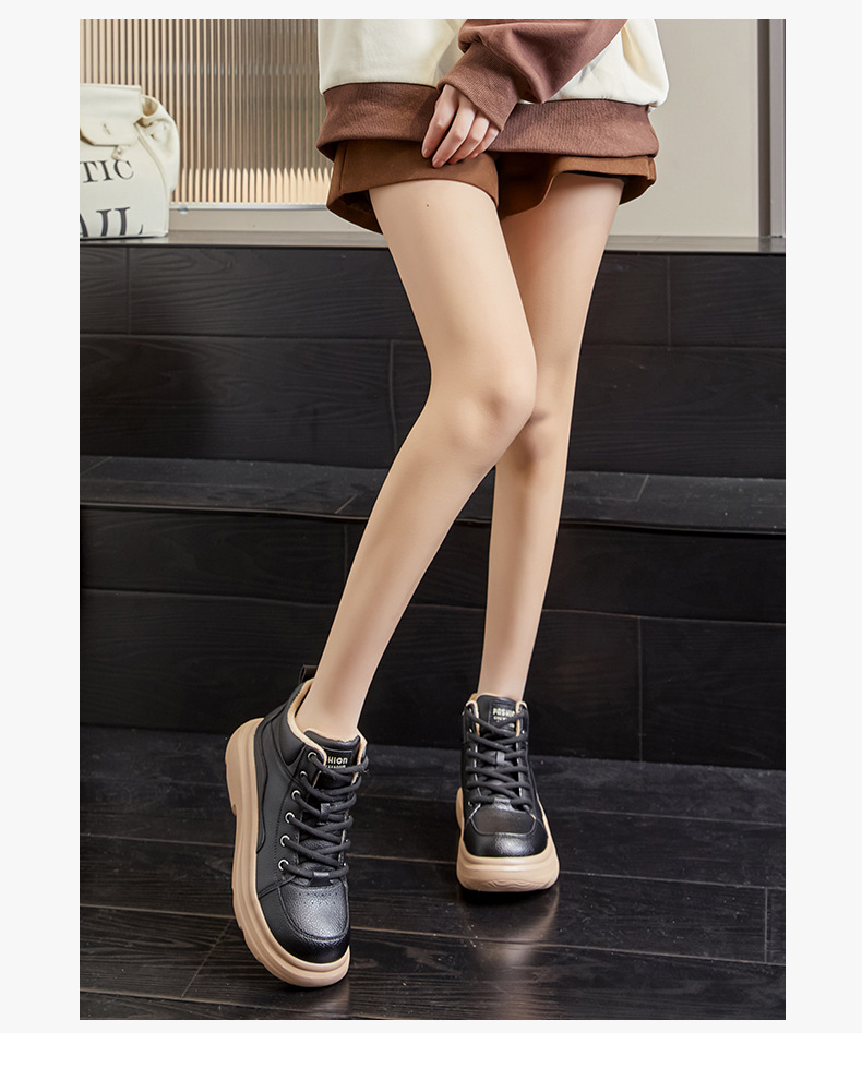 发泡底真皮雪地靴女2025冬季新款复古保暖女靴厚底增高百搭鞋子女详情26