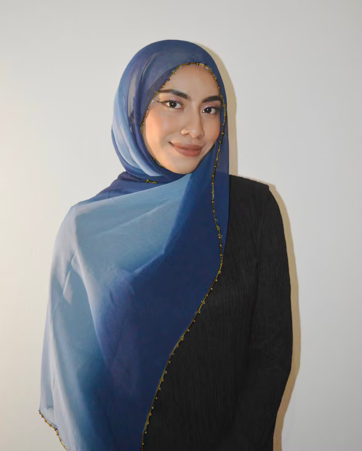 跨境新款马来亮钻围巾回族纱巾雪纺渐变色头巾女中东包头女士围巾详情11