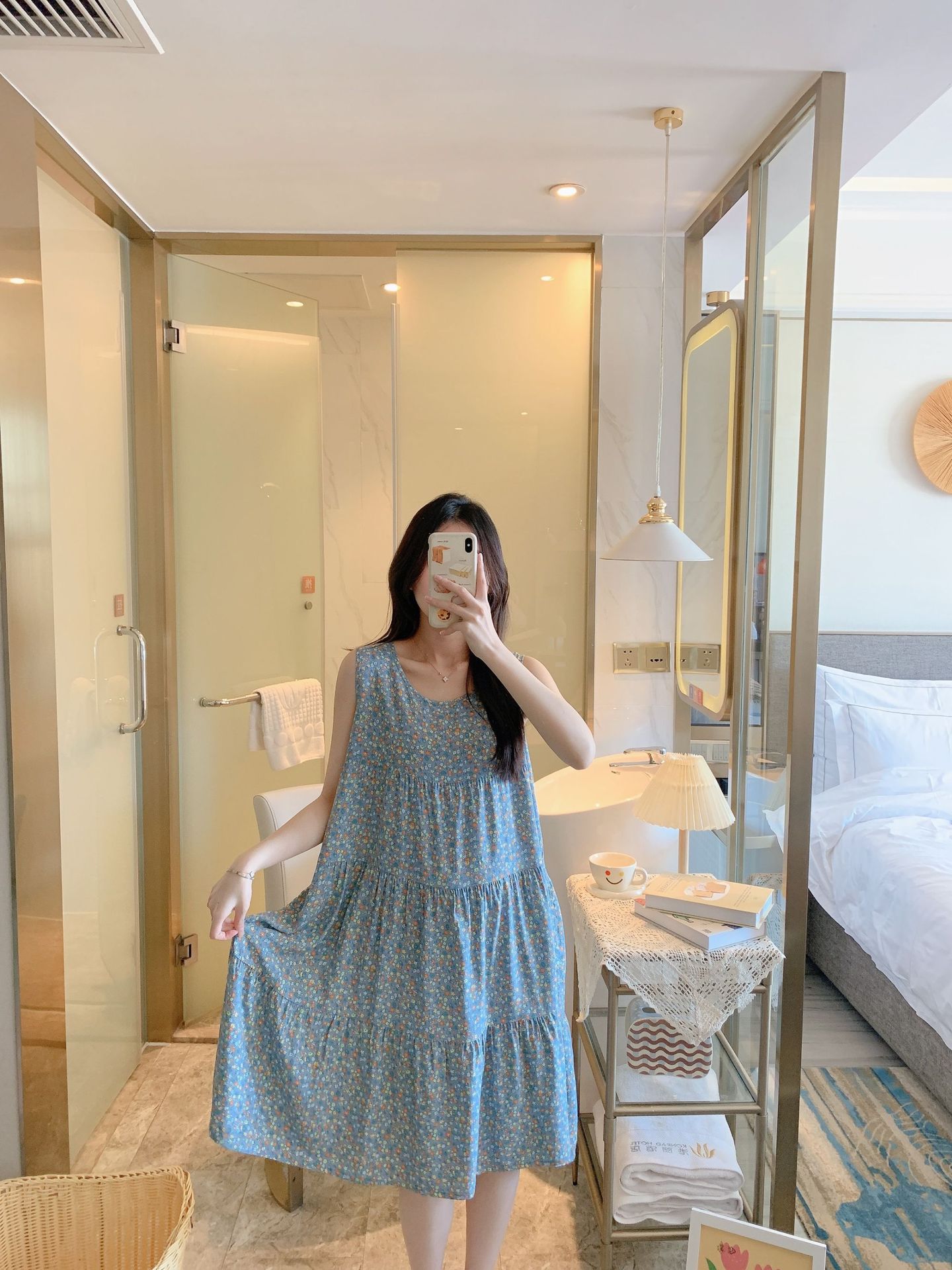 棉绸睡裙女时尚无袖大码印花薄款直播推荐套装可外穿睡衣家居服详情9