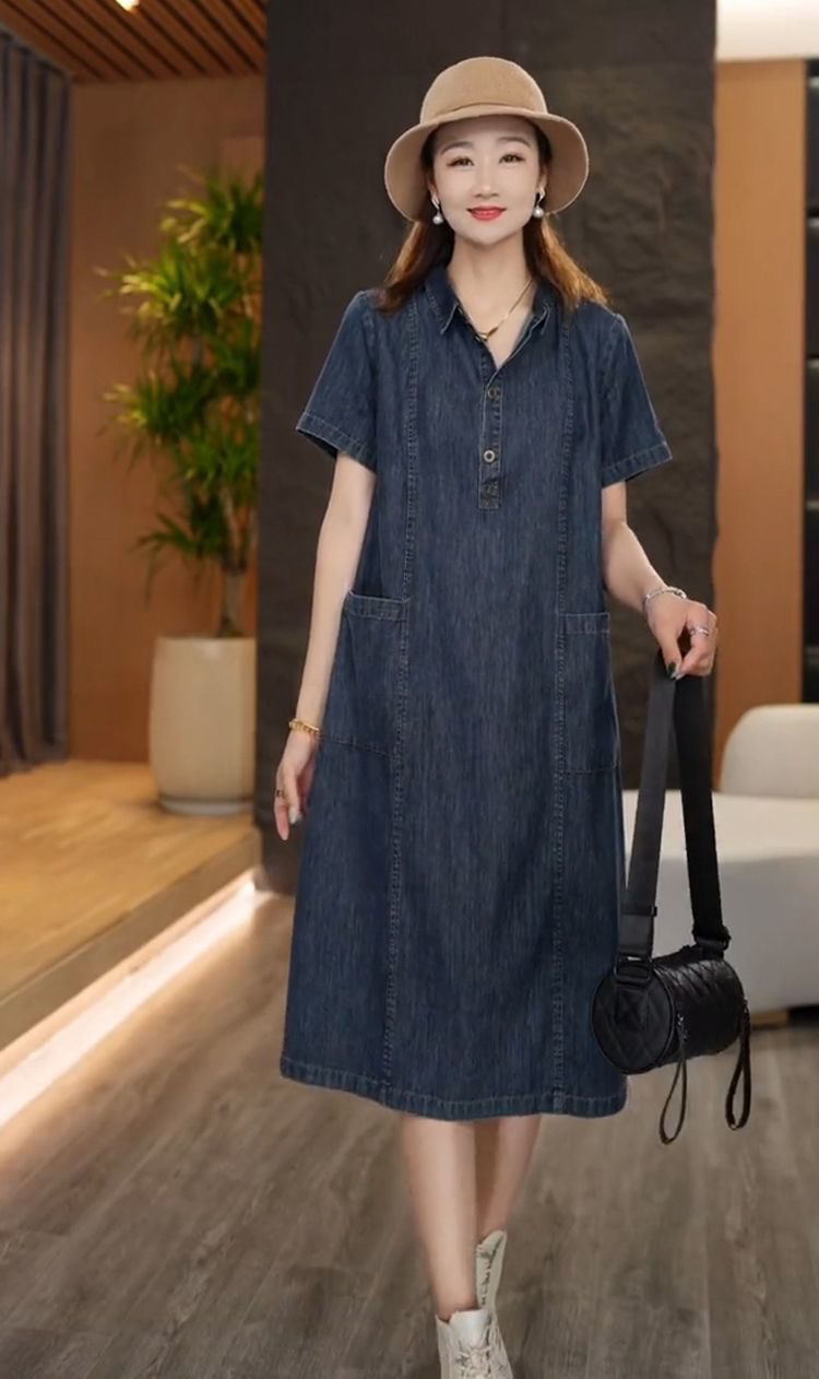 2024新款天丝牛仔连衣裙 夏季高端精致薄款大码女装 休闲妈妈裙子 时尚舒适女士裙装详情6