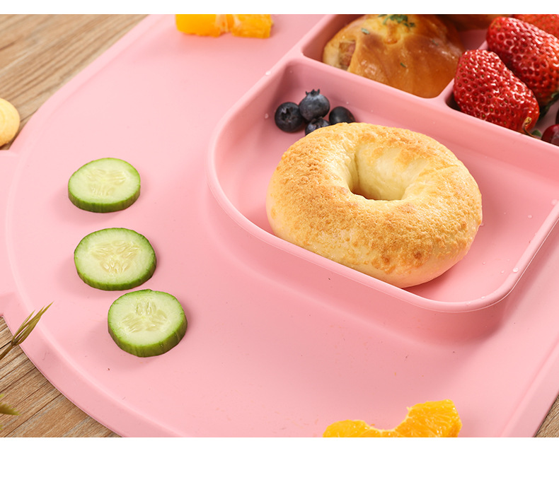 硅胶餐具套装婴儿辅食神器食品级餐垫餐盘喂养小熊吸盘分格餐盘详情18