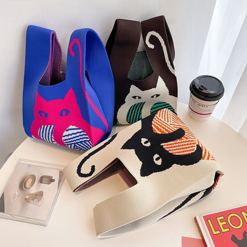 春日物语可爱花朵便携手提包针织包韩版ins 风女大容量手拎袋批发详情11