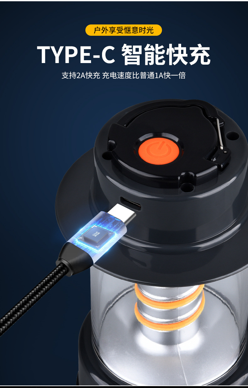 2025跨境新款LED户外氛围照明野营灯长续航双螺旋多功能露营灯详情9