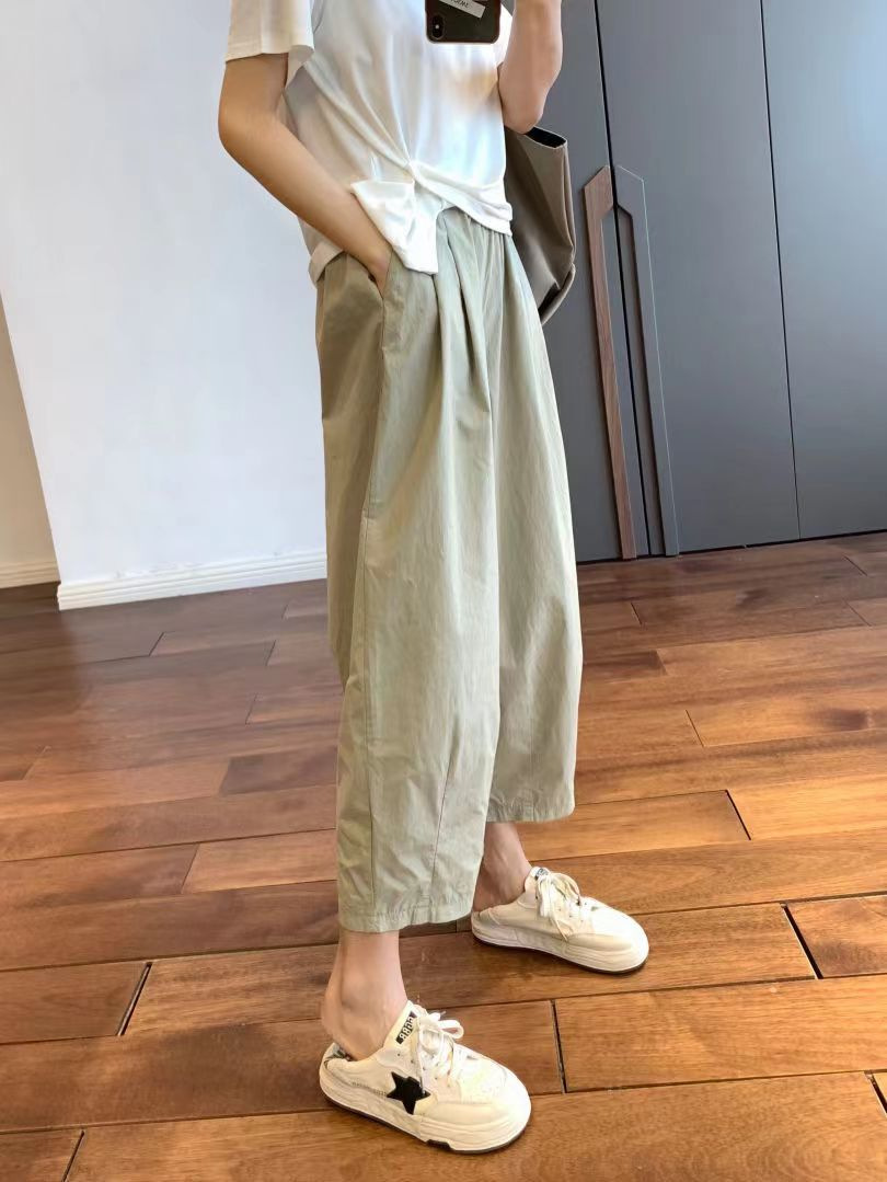 薄款阔腿九分裤女夏纯棉休闲直筒萝卜裤小个子日系显瘦宽松工装裤详情14