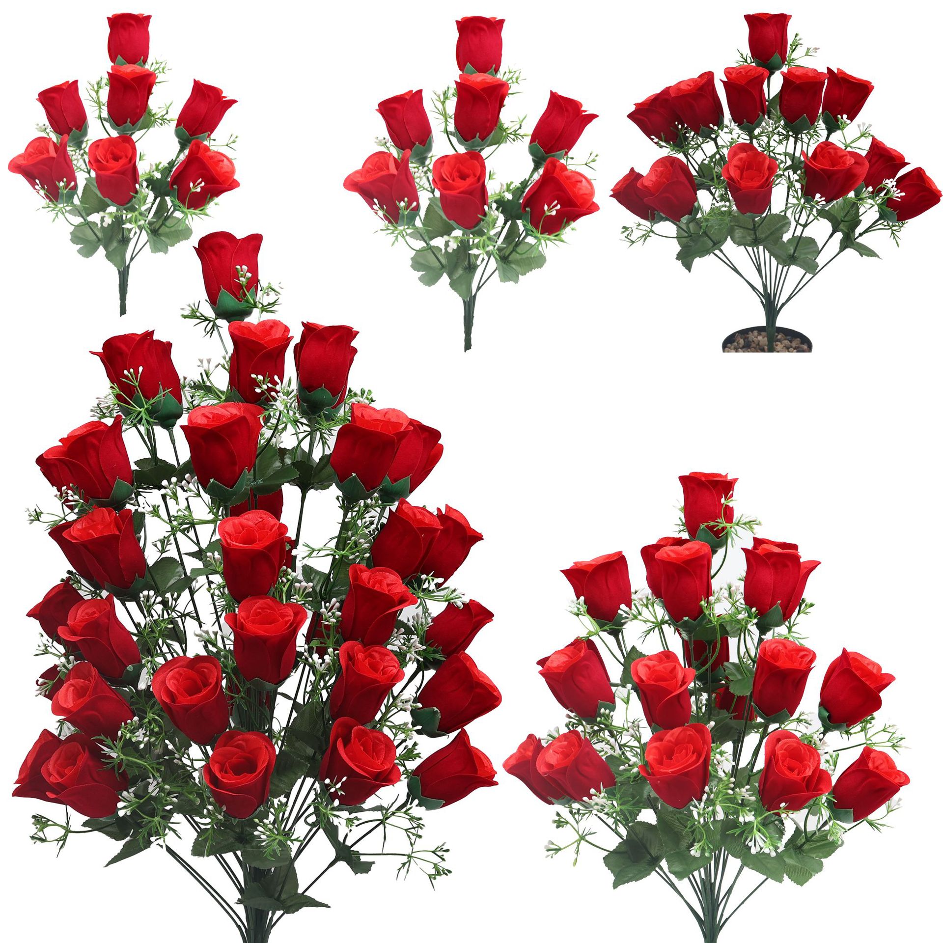 跨境代发贴标亚马孙特姆希音爆款绒布仿真玫瑰花厂外贸春蕾假花蕾详情2