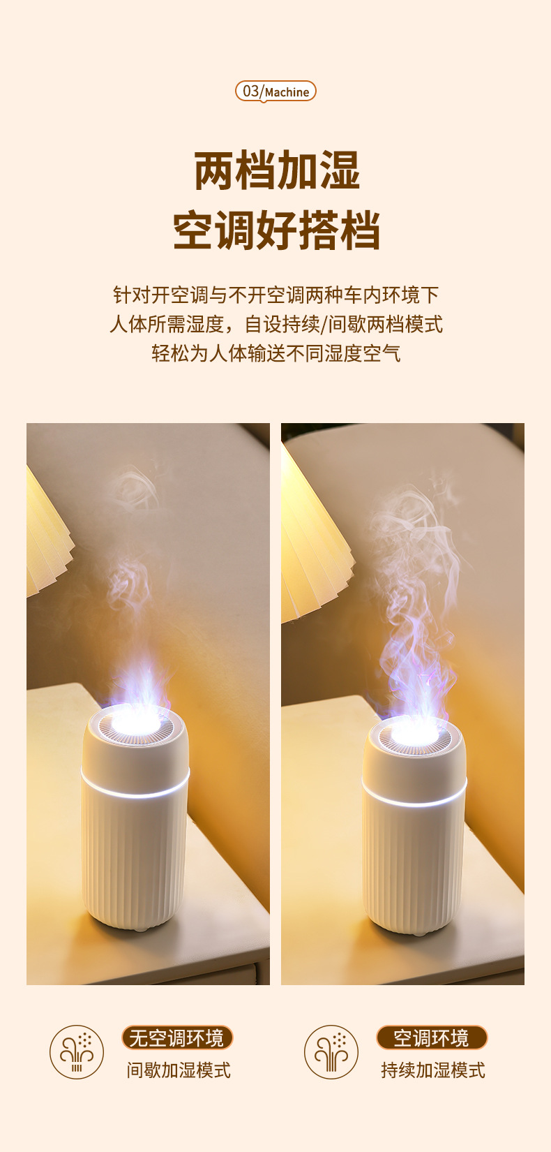 新款车载香薰机汽车仿真火焰小型空气加湿器车内超声波精油扩散器详情6