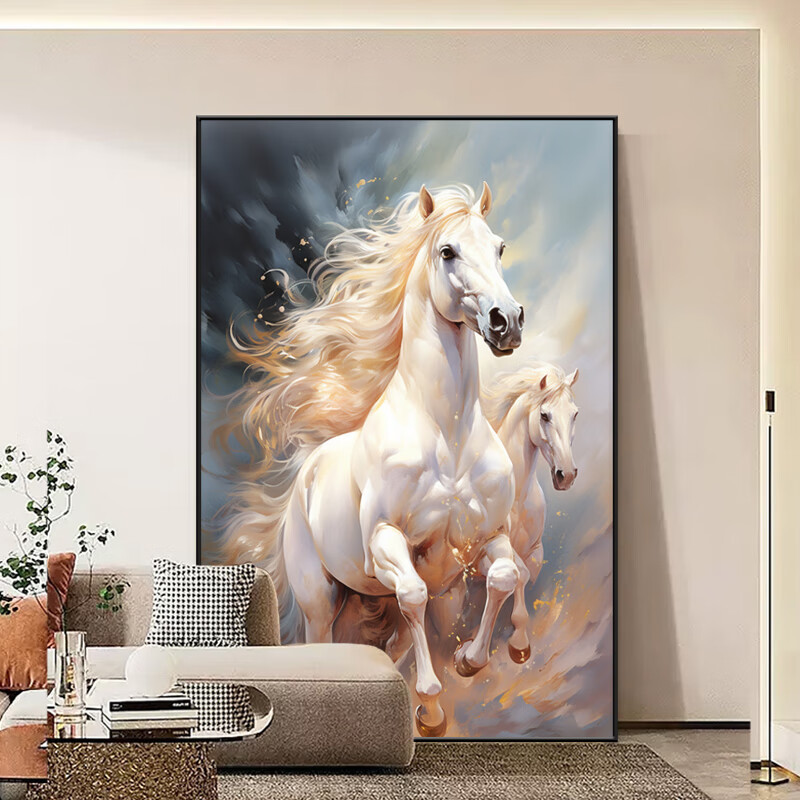 From the living room sofa background wall of the blood-sweating horse to the large-sized hanging paintings in the office and study of the successful boss pic 9