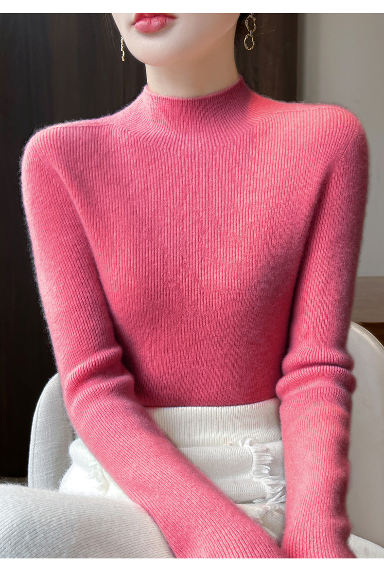 一线成衣秋冬加厚半高领打底衫女内搭修身显瘦洋气软糯针织毛衣详情28