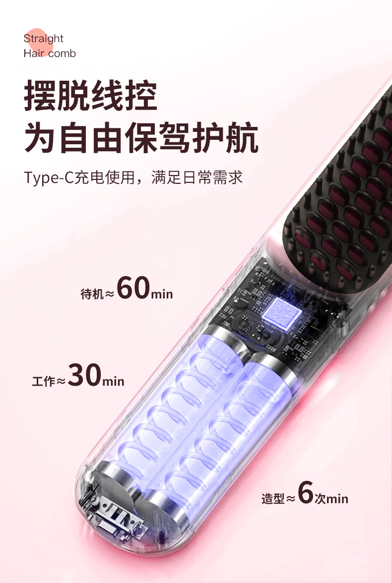 无线负离子懒人便携直发梳不伤发直板夹直卷两用卷发棒电梳子防烫详情16