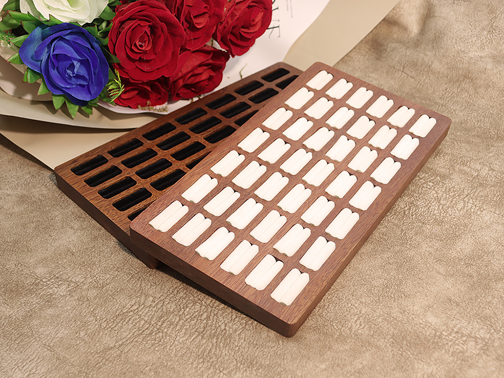 二十位戒指首饰展示托盘实木多卡位钻戒收纳无盖饰品包装礼盒多色详情7