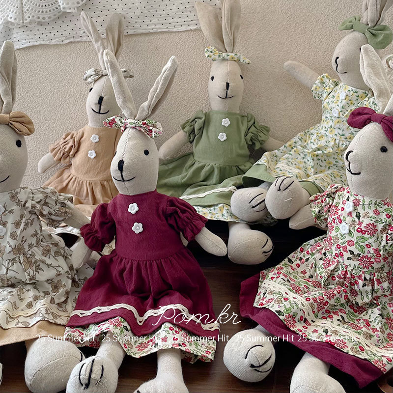 新款韩系碎花裙兔兔玩偶手工布艺长耳兔摆件礼物儿童安抚玩具饰品详情7