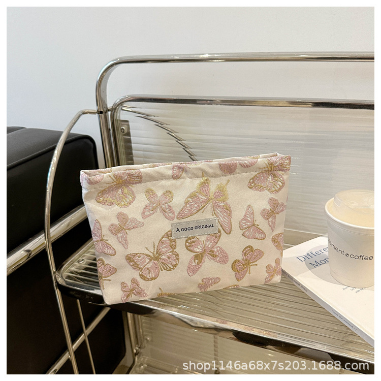 跨境蝴蝶化妆包小清新便携护肤品收纳袋旅行洗漱包帆布方包手拿包详情19