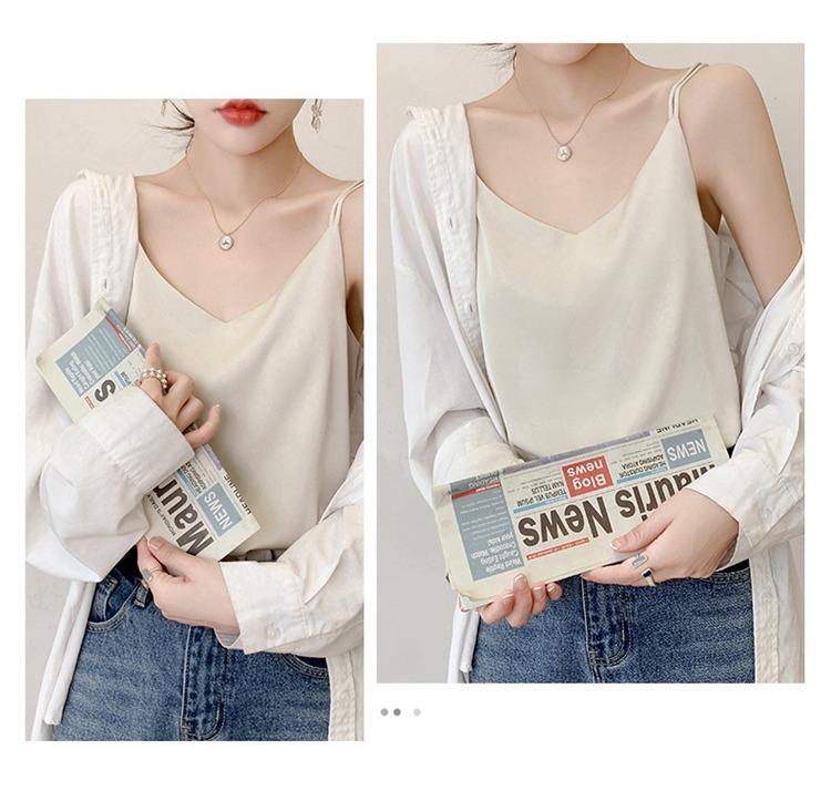 2025年吊带背心女内搭白色美背醋酸仿真丝上衣缎面夏西装仿打底衫详情20