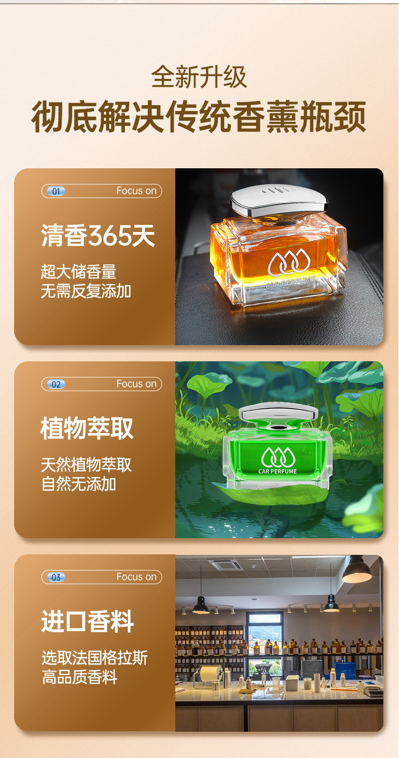 车载香水座汽车香薰摆件水滴持久淡香车用装饰品香氛车居两用详情8