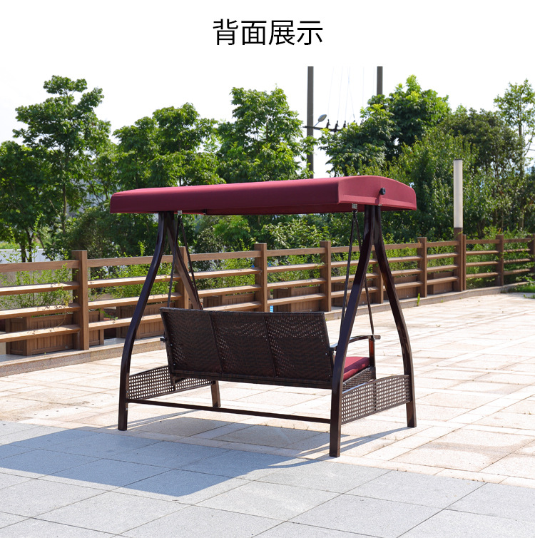 星辰工厂批发户外庭院双人三人红豆成人荡秋千椅室外阳台花园铁艺吊椅休闲家具详情7