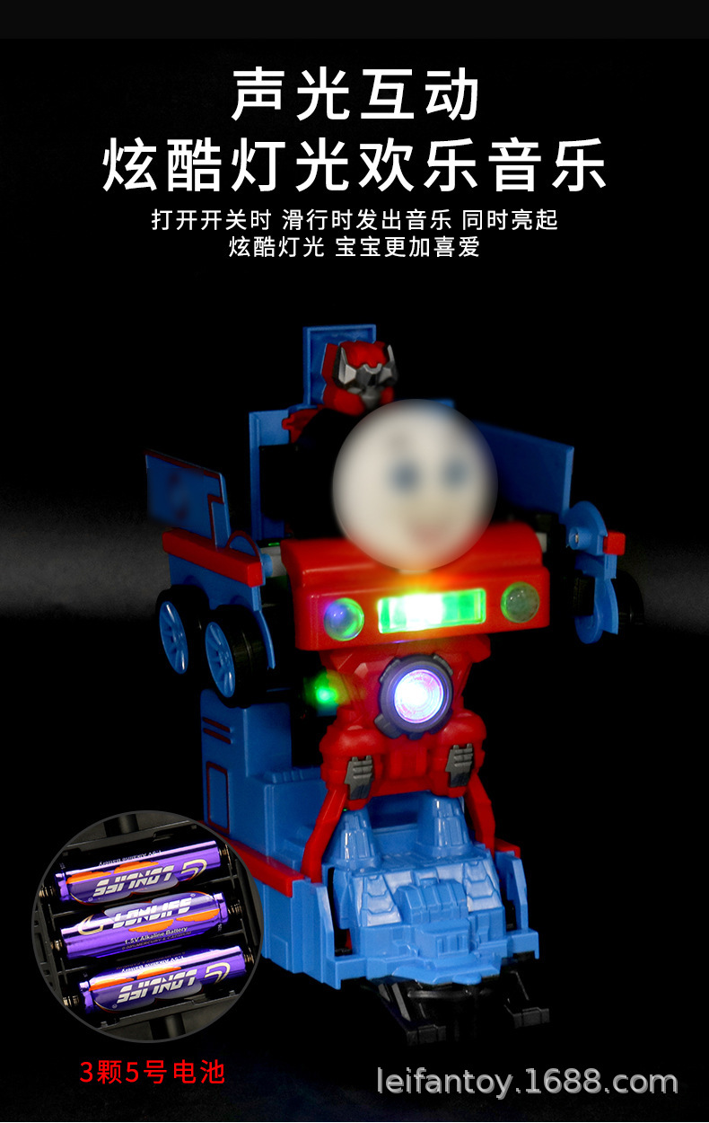 Cross-border wholesale of the same style of electric transformable train, music, light, automatic transformation robot train toys as Douyin pic 4