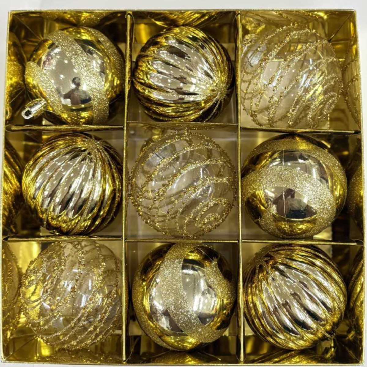 Cross border 8CM bola de navidad caja de regalo set decoraciones navideñas árbol de navidad bola de galvanoplastia de forma especial bola pintada colgante pic 1
