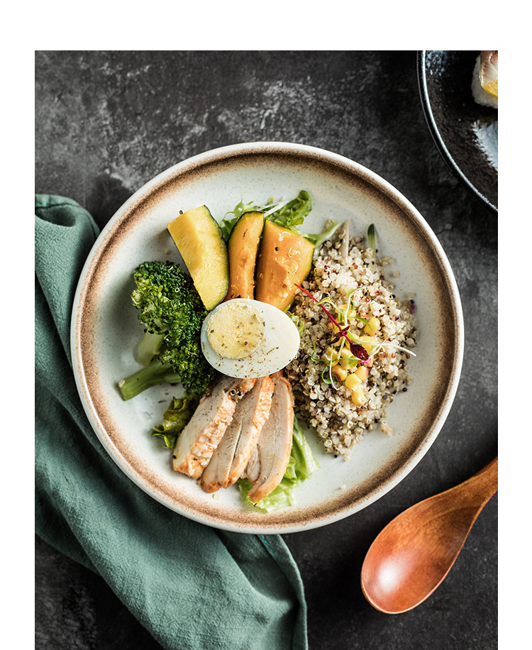 日式饭盘家用料理店西餐盘碗盘汤盘菜盘子早点盘陶瓷平盘餐具套装详情16