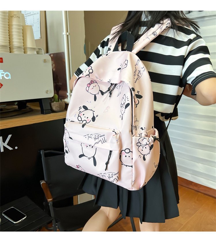 双肩包女时尚简约印花初高中大学生书包韩版潮流涂鸦休闲双肩背包详情14