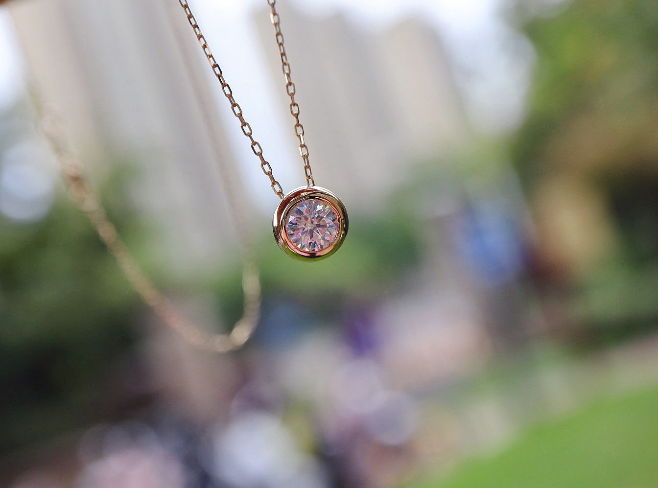 经典泡泡~S925纯银镀18k金镶嵌锆石吊坠项链百搭锁骨链女极简详情4