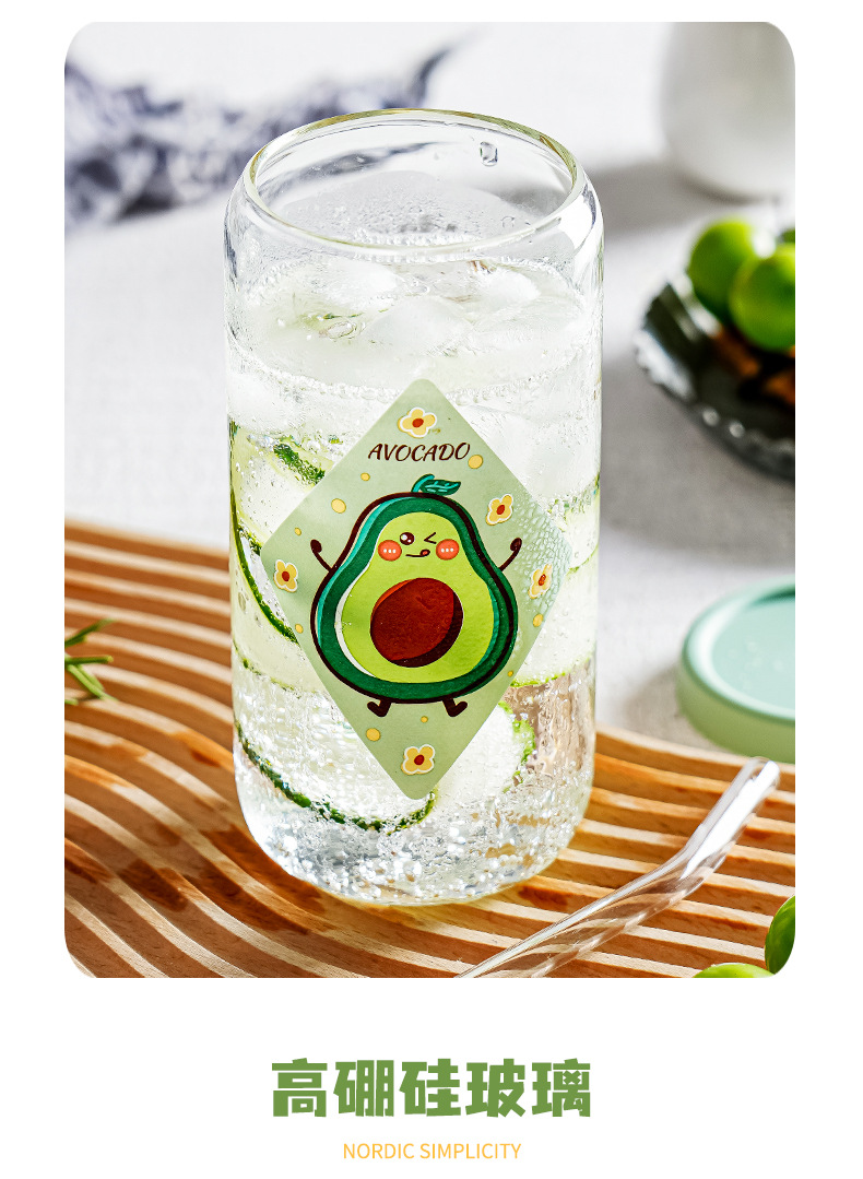 家用卡通网红玻璃杯吸管杯女生高颜值水杯批发高硼硅可乐杯咖啡杯详情4
