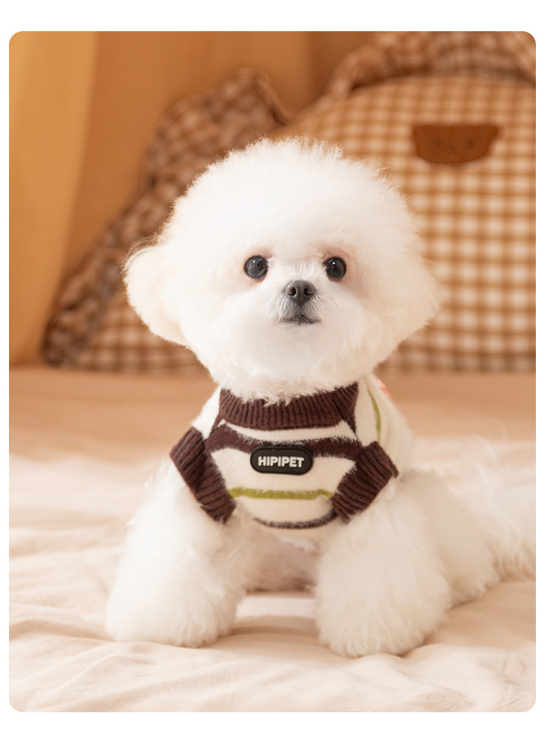 Hippie dog autumn and winter dog clothes, striped faux mink wool warm sweater, cat clothes, small and medium-sized dog pet clothes pic 10