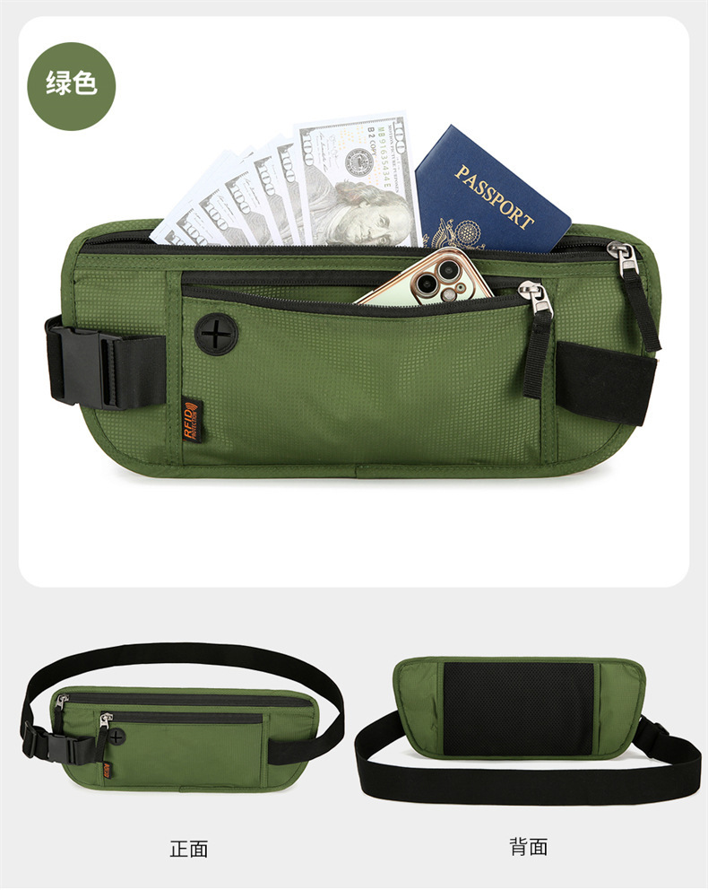 2024新款手机护照证件包腰包贴身防盗刷RFID防水防盗超薄手机腰包详情12