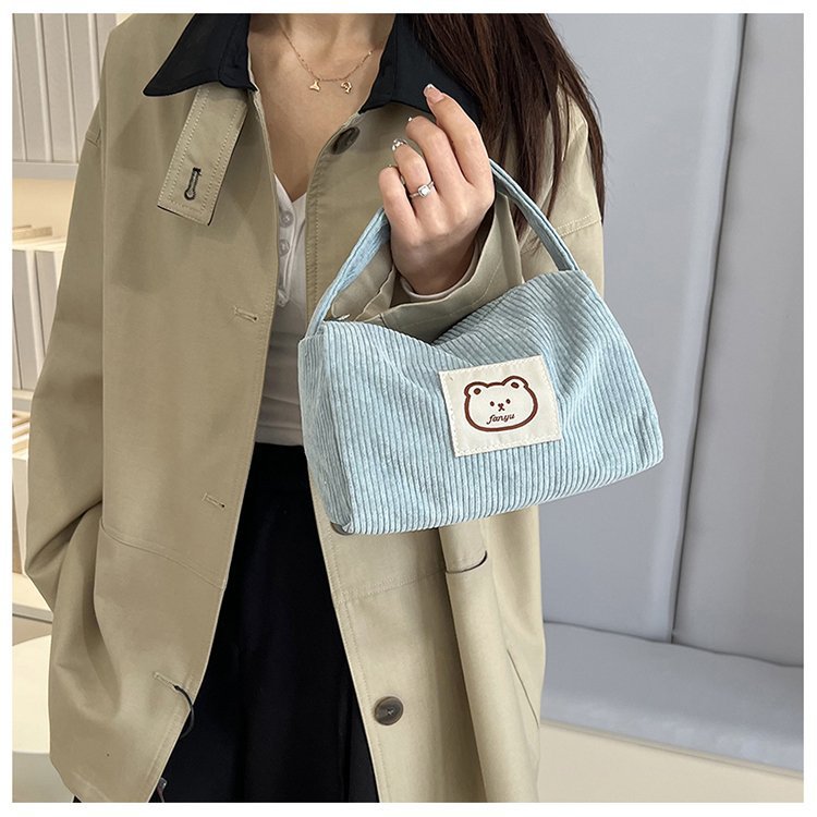 A new large-capacity corduroy bag for women, a versatile single-shoulder crossbody bag for autumn and winter, and a high-end pillow bag for women pic 12