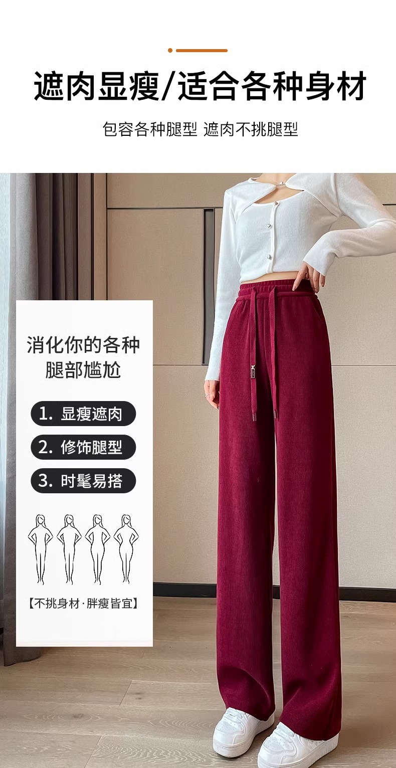 窄版阔腿裤子女2024春季新款高腰显瘦直筒裤休闲拖地长裤通勤风详情7