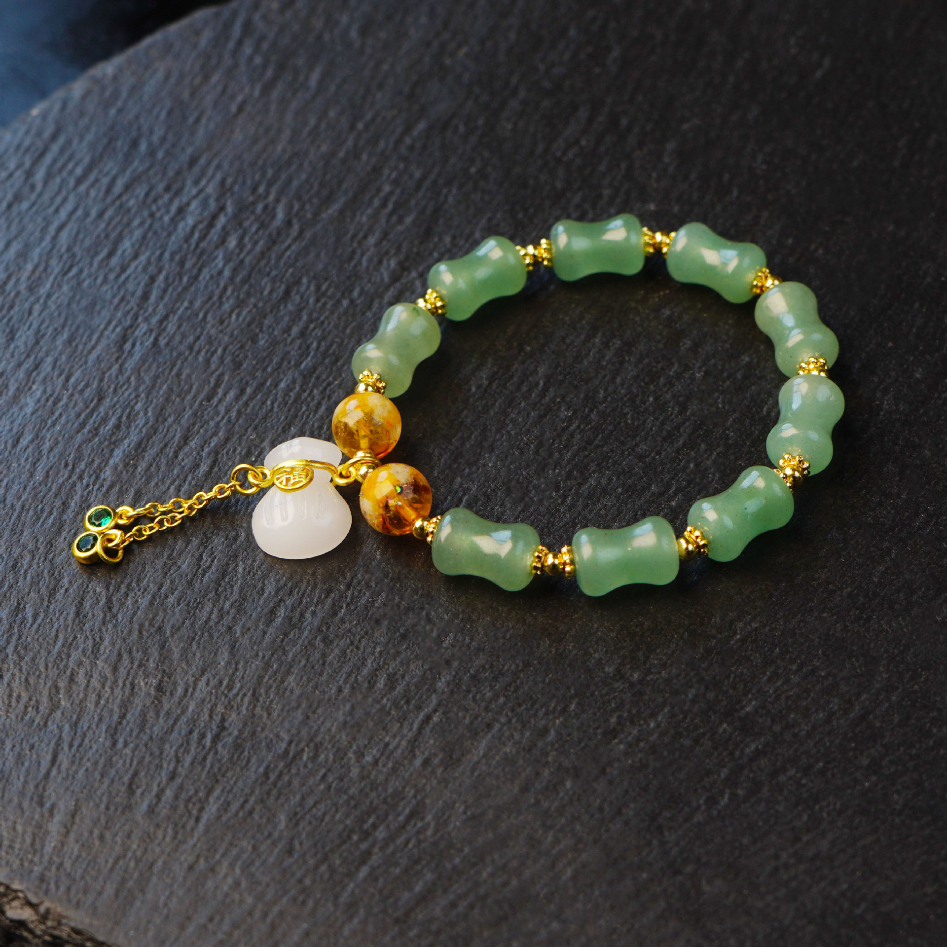 New natural golden thread jade Joint promotion bracelet for women, Tianshan Green Bamboo joint money bag bracelet, jewelry for women who have passed the college entrance examination pic 14