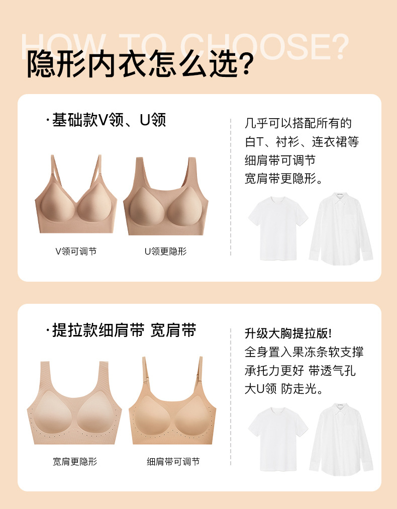 粉底液隐形无痕内衣女小胸聚拢防下垂收副乳文胸夏季轻薄款美背详情8
